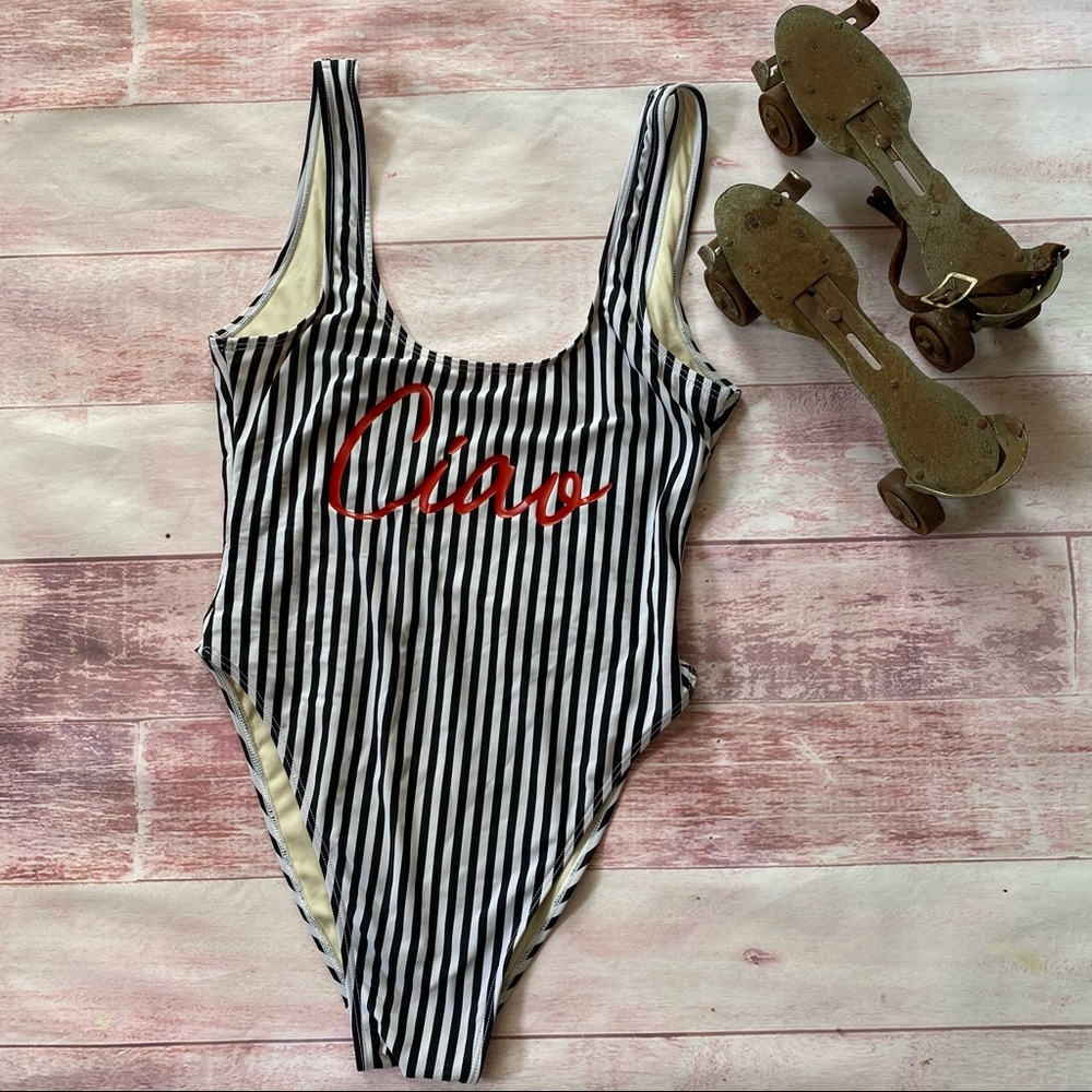 PRIVATE PARTY Black and White Striped One Piece - Picture 3 of 8